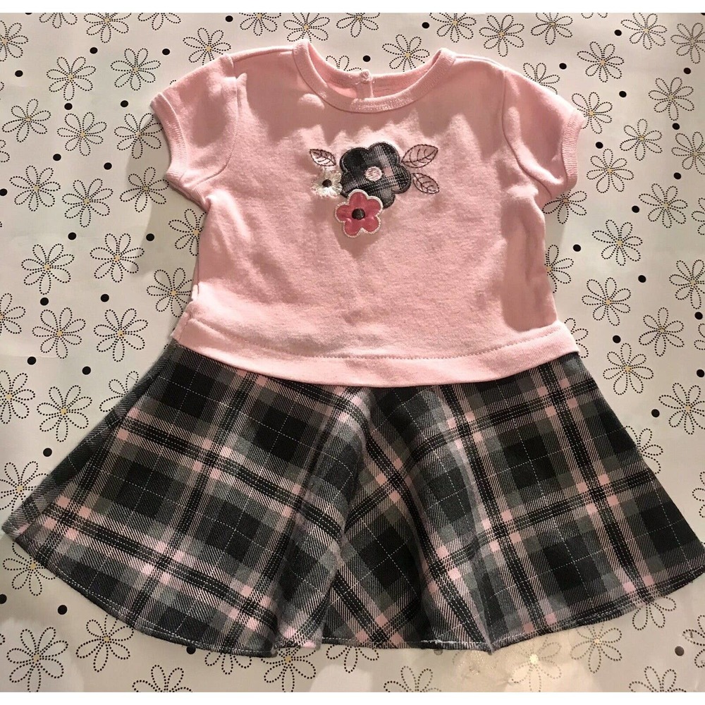 *SOLD ON Ⓜ️ Jenny & Me Dress Plaid Embroidered Flowers Full Circle Skirt 6/9M